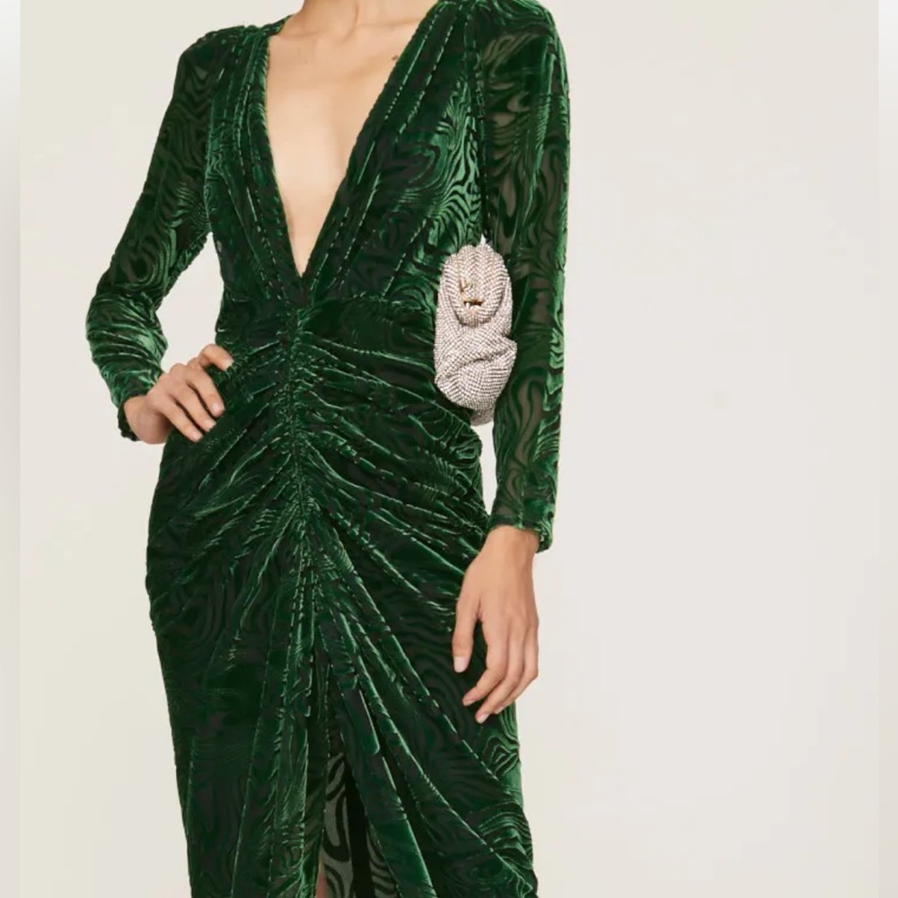 RONNY KOBO Elegant Green Velvet Dress Size XS - Picture 5 of 13